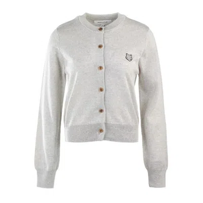 Maison Kitsuné Wool Cardigan In Gray