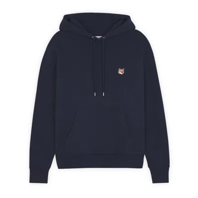 Maison Kitsuné Cotton Sweatshirt With Iconic Embroidered Logo On The Front In Blue