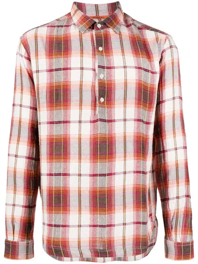 Barena Venezia Barena Check Print Cotton Blend Shirt In Red