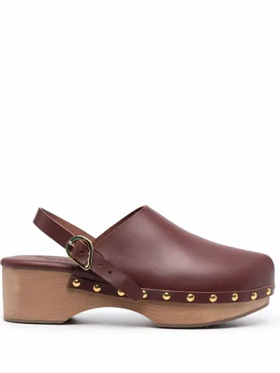 Ancient Greek Sandals Classic Closed 70mm Studded Clogs In Brown