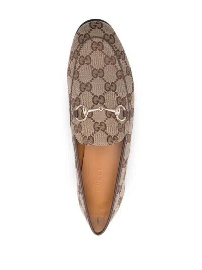 Gucci Women Jordaan Gg Motif Loafers In Nude