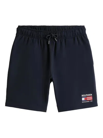 Tommy Hilfiger Logo-embroidered Drawstring Shorts In Blue