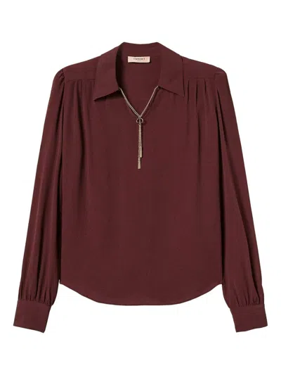 Twinset Chain-embellished Gathered Blouse In Red