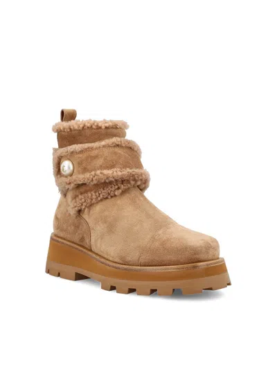 Jimmy Choo Shearling-trimmed Platform Boots In Brown