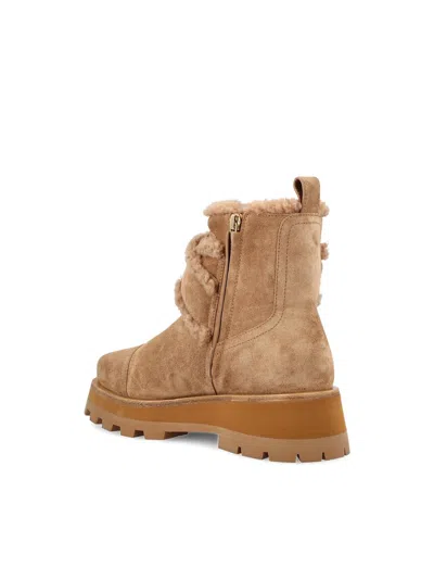 Jimmy Choo Shearling-trimmed Platform Boots In Brown