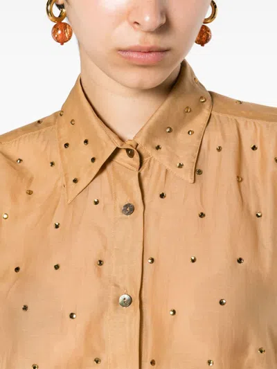 Oseree Button-down Long-sleeved Shirt In Yellow