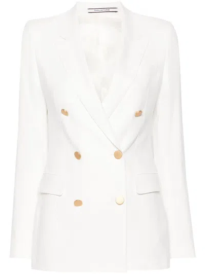 Tagliatore Twill Double-breasted Blazer In Animal Print