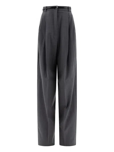 Sportmax Oversized Stretch Wool Trousers In Gray