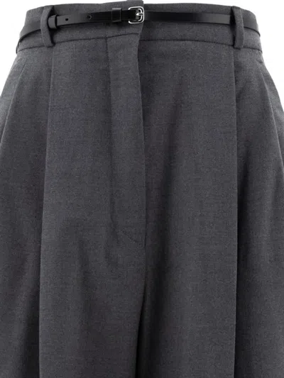 Sportmax Oversized Stretch Wool Trousers In Gray