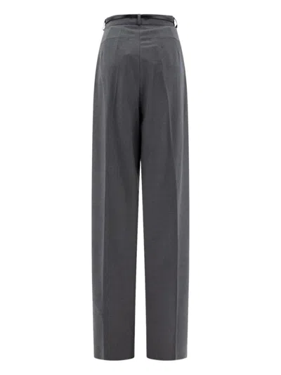 Sportmax Oversized Stretch Wool Trousers In Gray