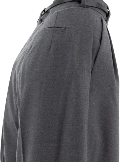Sportmax Oversized Stretch Wool Trousers In Gray