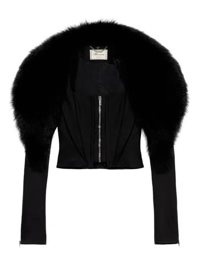 Blumarine Long-sleeved Casual Jacket In Black