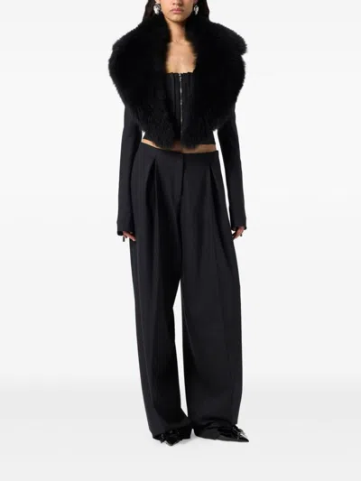 Blumarine Long-sleeved Casual Jacket In Black