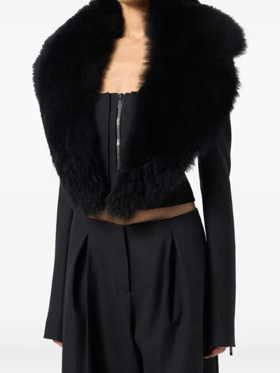 Blumarine Long-sleeved Casual Jacket In Black