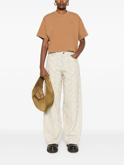 Autry Tonal Logo Cropped T-shirt In Brown