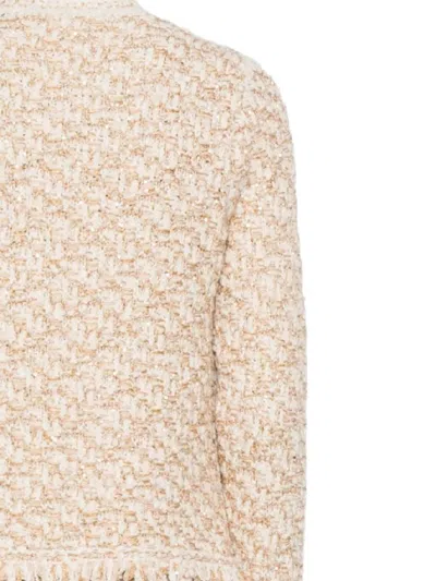 Fabiana Filippi Textured Wool Blend Long Sleeve Jacket In Neutral