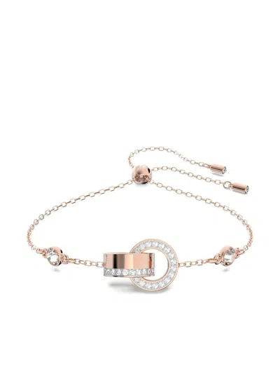 Swarovski Hollow Rose Goldplated Crystal Interlocking Circle Bracelet In Multi
