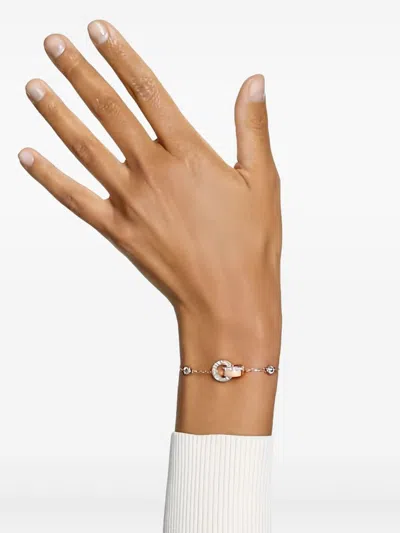 Swarovski Hollow Rose Goldplated Crystal Interlocking Circle Bracelet In Multi