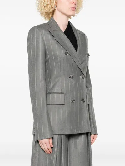 The Andamane Pinstripe Double-breasted Blazer In Gray