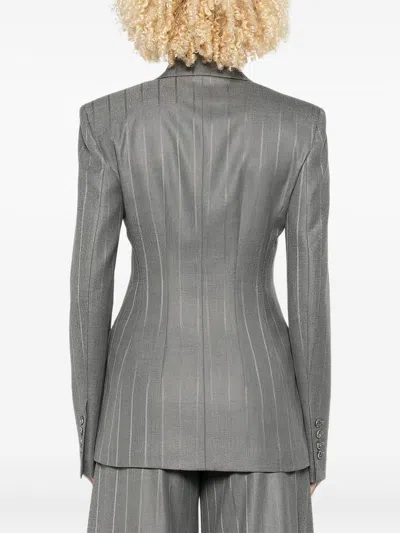 The Andamane Pinstripe Double-breasted Blazer In Gray