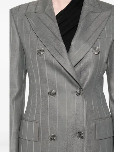 The Andamane Pinstripe Double-breasted Blazer In Gray