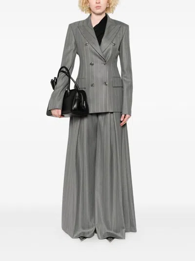 The Andamane Pinstripe Double-breasted Blazer In Gray
