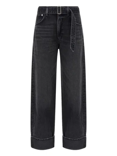 Agolde Tapered Cuffed Jeans Belted Waist In Multi
