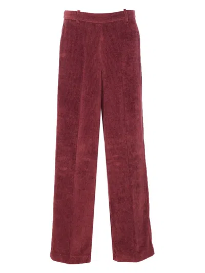 Circolo 1901 High-waisted Wide-leg Pants In Textured Burgundy Corduroy In Burgundy