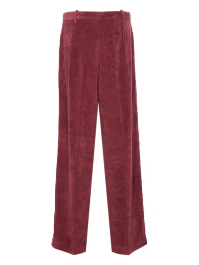Circolo 1901 High-waisted Wide-leg Pants In Textured Burgundy Corduroy In Burgundy