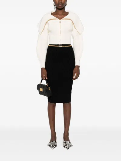 Elisabetta Franchi Chain-embellished Geometric Midi Skirt In Black