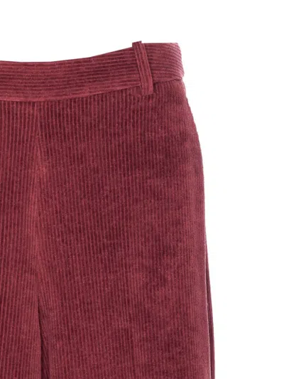 Circolo 1901 High-waisted Wide-leg Pants In Textured Burgundy Corduroy In Burgundy