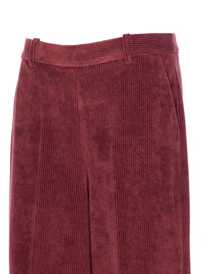 Circolo 1901 High-waisted Wide-leg Pants In Textured Burgundy Corduroy In Burgundy