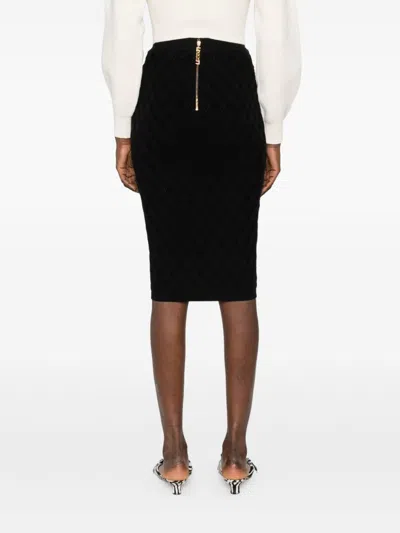 Elisabetta Franchi Chain-embellished Geometric Midi Skirt In Black