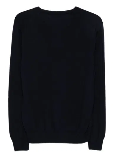 Fay Round Neck Fine Wool Sweater With Ribbed Detailing In Multi