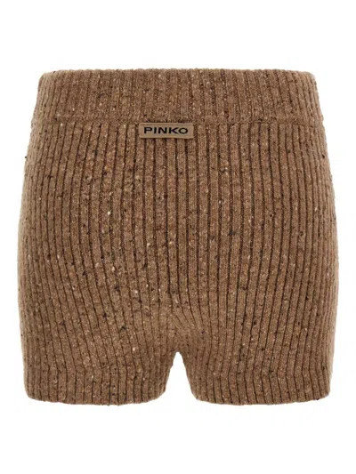 Pinko Wool Shorts Bermuda And Short Beige In Brown