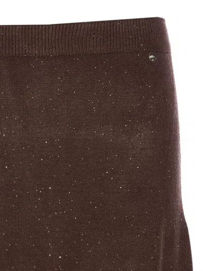 Liu •jo Sequin-embellished Midi Skirt In Brown