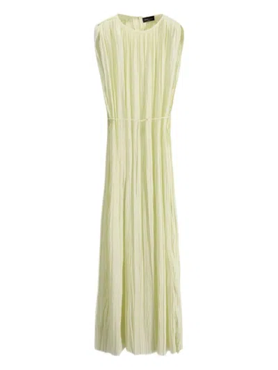Roberto Collina Pleated Crew Neck Dress In Neutral