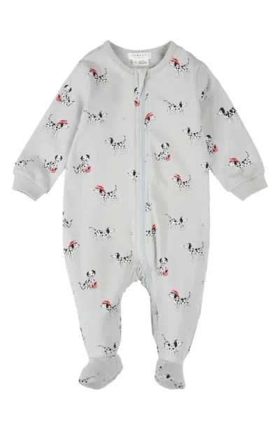 Firsts By Petit Lem Firefighter Dalmation Print Footed Stretch Cotton One-piece Pajamas In White