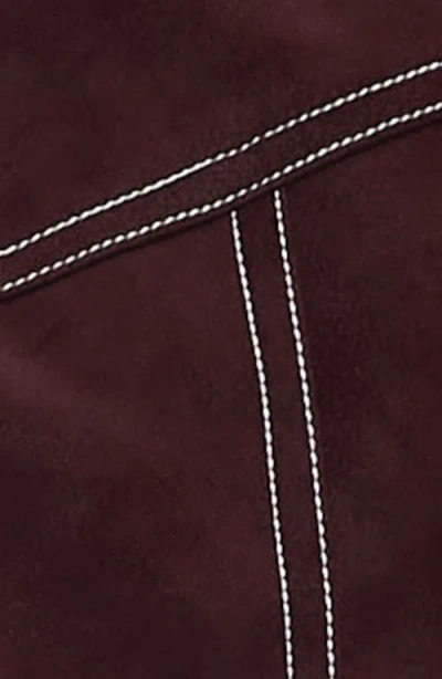 Lioness Exclusive Vista Leather Look Contrast Stitch Bomber Jacket In Red