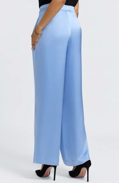 Foxcroft Hostess Satin Pull-on Pants In Blue