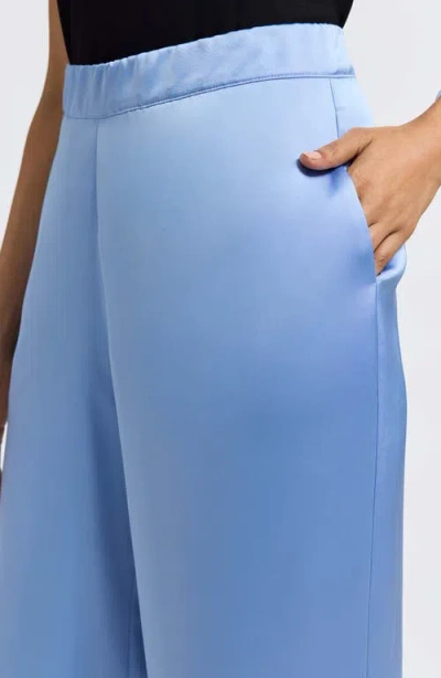 Foxcroft Hostess Satin Pull-on Pants In Blue
