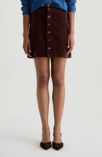 Ag Evie Button Front Corduroy Skirt In Brown