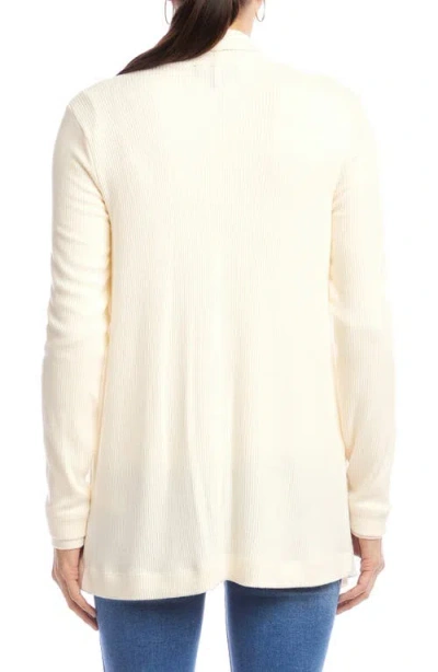Karen Kane Rib Draped Open Front Cardigan In Neutral