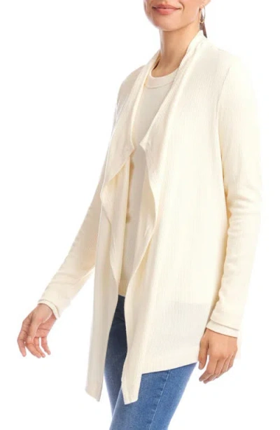 Karen Kane Rib Draped Open Front Cardigan In Neutral