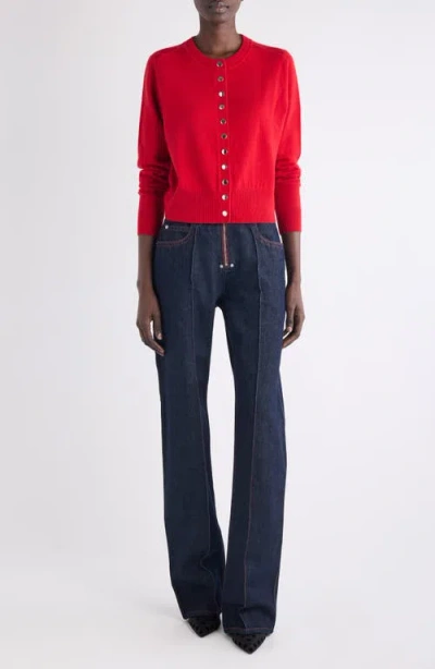 Isabel Marant Idesia Wool-cashmere Crewneck Cardigan In Red