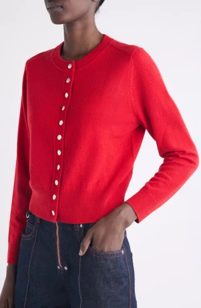 Isabel Marant Idesia Wool-cashmere Crewneck Cardigan In Red