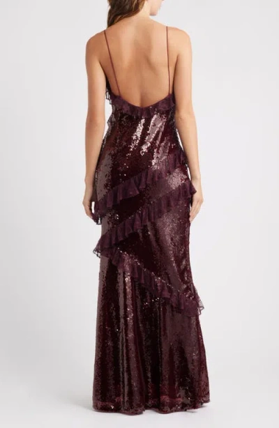 Loveshackfancy Rialto Sequined Maxi Dress In Burgundy