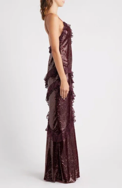 Loveshackfancy Rialto Sequined Maxi Dress In Burgundy