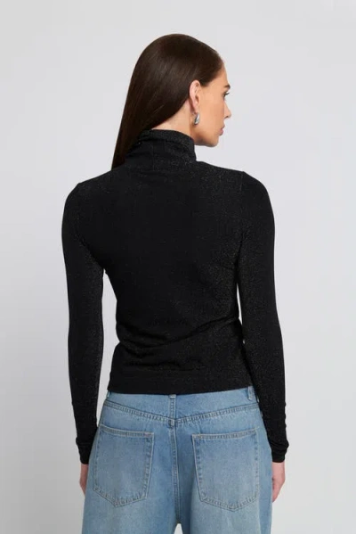 Elle Collection Knit Turtleneck Top Solid In Black