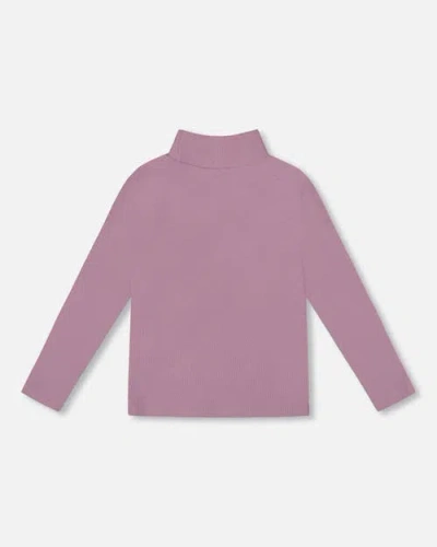Deux Par Deux Super Soft Ribbed Mock Neck Top In Purple